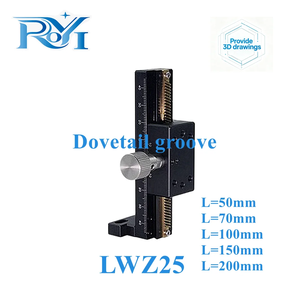 Z‑Axis LWZ25 Manual Displacement Platform Dovetail Groove Trimming Slide Long Stroke Linear Stage Sliding Table L=50‑200mm
Z‑Axis LWZ25 Manual Displacement Platform Dovetail Groove Trimming Slide Long Stroke Linear Stage Sliding Table L=50‑200mm