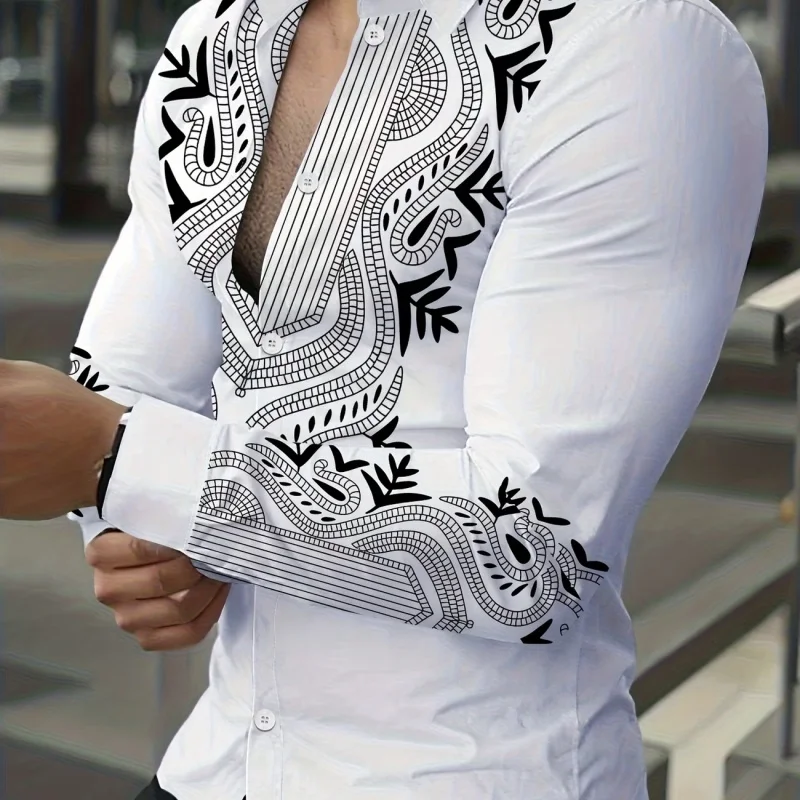 Vintage Black White Ethnic Totem Pattern Shirts For Men Stylish Slim Fit Long Sleeve Daily Wear Blouse
Vintage Black White Ethnic Totem Pattern Shirts For Men Stylish Slim Fit Long Sleeve Daily Wear Blouse