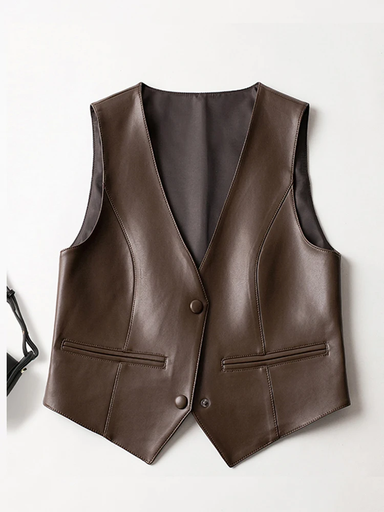 Ele PU Leather Vest Women's Faion Retro Loose V-Ne Layering Top Button Detail Regular Length Single-Sided Coat
Ele PU Leather Vest Women's Faion Retro Loose V-Ne Layering Top Button Detail Regular Length Single-Sided Coat