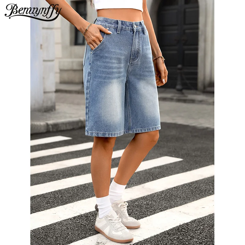 Benuynffy Fashion Vintage Washed Denim Shorts Women Summer High Washed Casual Streetwear Female Loose Wide Leg Half Pants
Benuynffy Fashion Vintage Washed Denim Shorts Women Summer High Washed Casual Streetwear Female Loose Wide Leg Half Pants