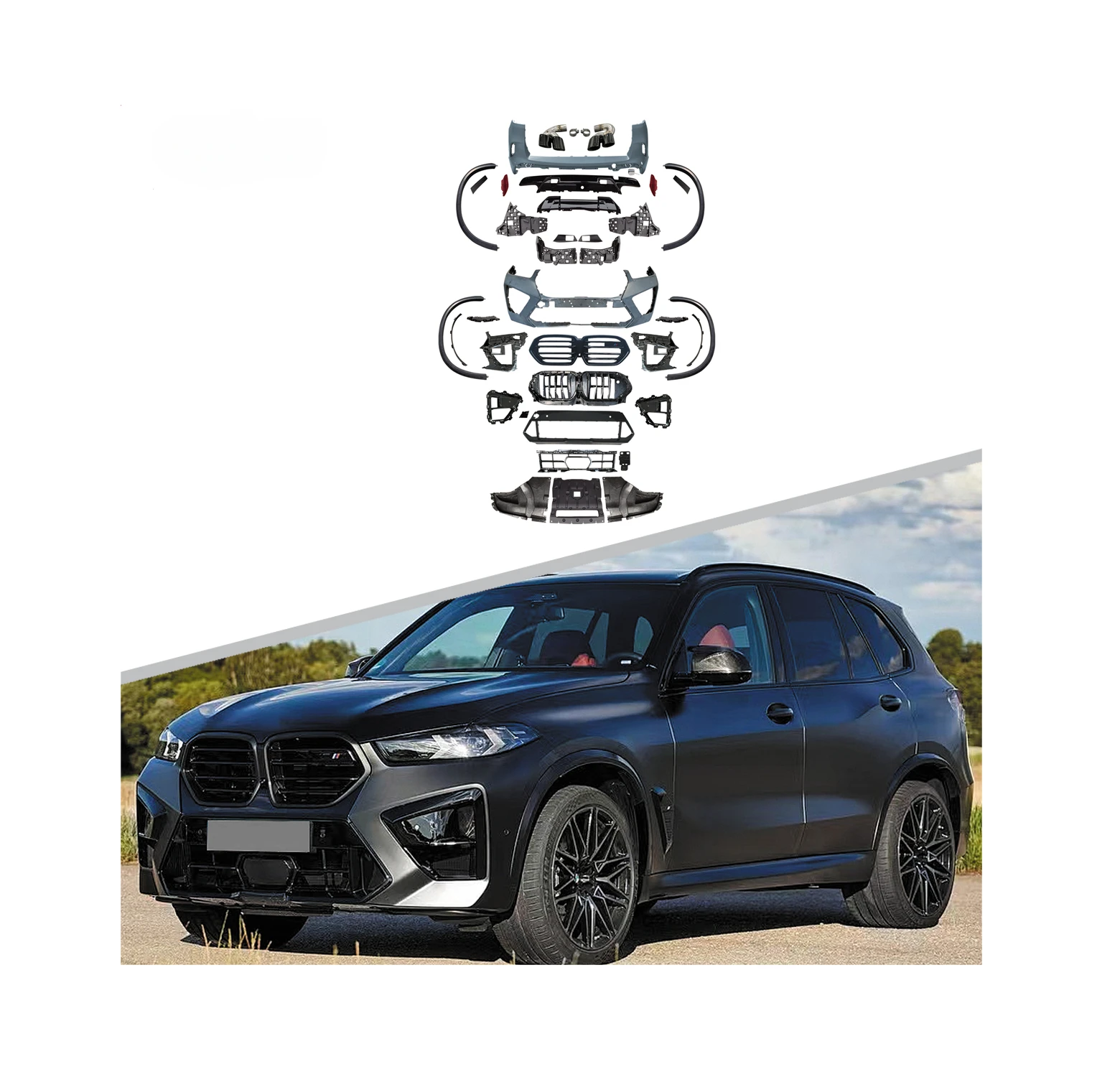 Комплект кузова автомобиля для BMW X5 G05/G18 2023+, обновление до X5M, задний диффузор, спойлер, комплект кузова, передний задний бампер, решетка сбоку
Комплект кузова автомобиля для BMW X5 G05/G18 2023+, обновление до X5M, задний диффузор, спойлер, комплект кузова, передний задний бампер, решетка сбоку