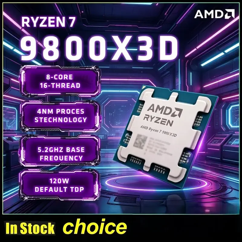 96MB Cache Gaming Processor R7 9800X3D AMD AM5 8-Core16Thread Max5.2GHz Premium Desktop CPU Shipped Without Original Packaging
96MB Cache Gaming Processor R7 9800X3D AMD AM5 8-Core16Thread Max5.2GHz Premium Desktop CPU Shipped Without Original Packaging