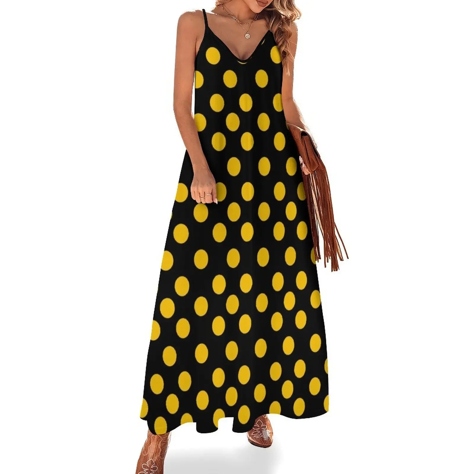 Black and Yellow Polka Dots Sleeveless Dress Clothing female chic and elegant woman dress birthday dress
Black and Yellow Polka Dots Sleeveless Dress Clothing female chic and elegant woman dress birthday dress