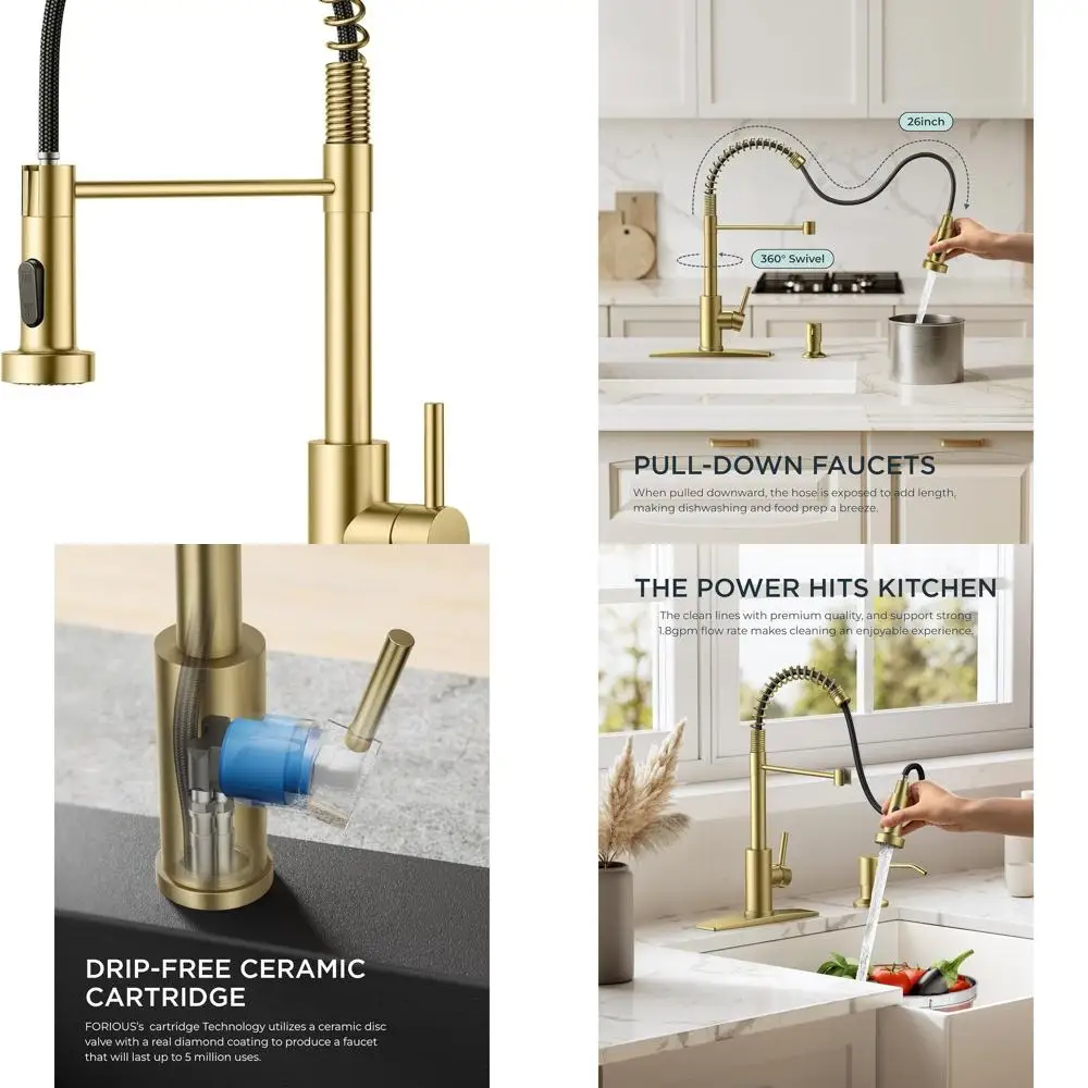 Pull-Down Sprayer Kitchen Faucet, Stainless Steel Single Handle, Classic Spring Pull-Out for Pot Filler, Suitable for Farmhouse,
Pull-Down Sprayer Kitchen Faucet, Stainless Steel Single Handle, Classic Spring Pull-Out for Pot Filler, Suitable for Farmhouse,