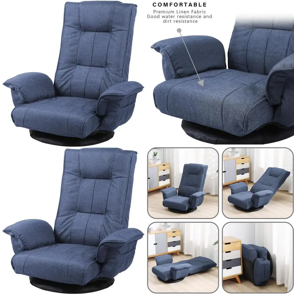 Поворотное игровое кресло с 14-позиционной регулировкой, складным диваном, подлокотниками, функцией лежака для дома и гостиной (синее)
Поворотное игровое кресло с 14-позиционной регулировкой, складным диваном, подлокотниками, функцией лежака для дома и гостиной (синее)