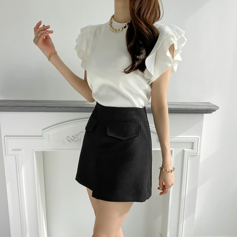 Plus Size Summer Thin Ice Silk Knitted Top Women's Sweet Double Layer Lace Trim Fly Sve T-irt Dongda Gate 24 Vintage Loose Fit
Plus Size Summer Thin Ice Silk Knitted Top Women's Sweet Double Layer Lace Trim Fly Sve T-irt Dongda Gate 24 Vintage Loose Fit