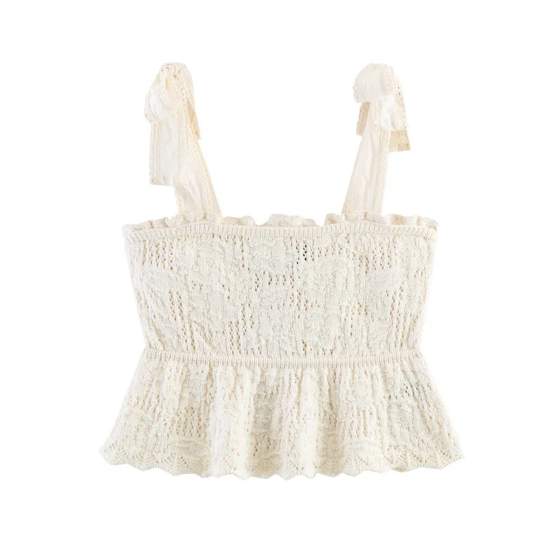 Withered Women's 2026 Summer New Product French Hollow Bow Decoration Knitted Suspender Top
Withered Women's 2026 Summer New Product French Hollow Bow Decoration Knitted Suspender Top