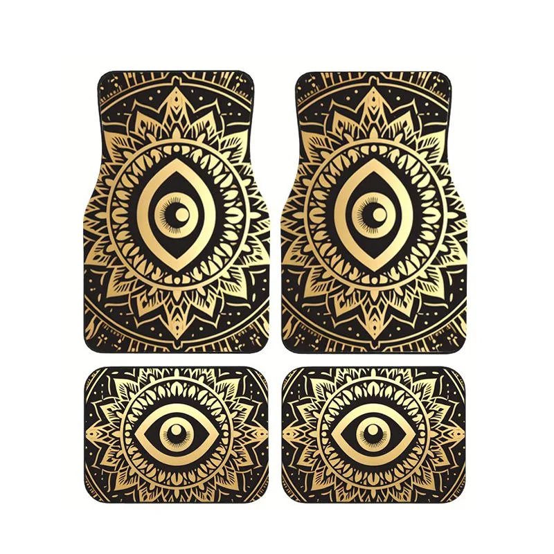 Mystic Black Gold Evil Eye Mandala Pattern Car Floor Mats Set Universal Non-slip Auto Foot Mats Interior Accessories For Gift
Mystic Black Gold Evil Eye Mandala Pattern Car Floor Mats Set Universal Non-slip Auto Foot Mats Interior Accessories For Gift