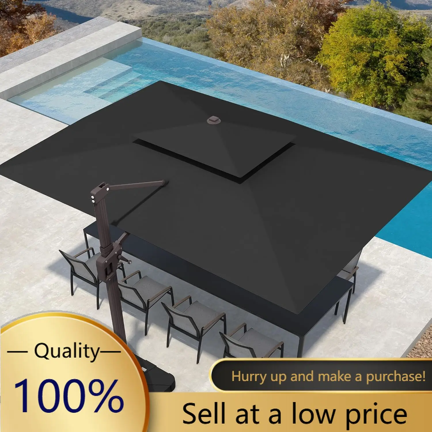 10' X 13' Patio Umbrella with LED Lights Outdoor Cantilever Large Rectangle Offset Umbrellas Heavy Duty Aluminum Double Top with
10' X 13' Patio Umbrella with LED Lights Outdoor Cantilever Large Rectangle Offset Umbrellas Heavy Duty Aluminum Double Top with