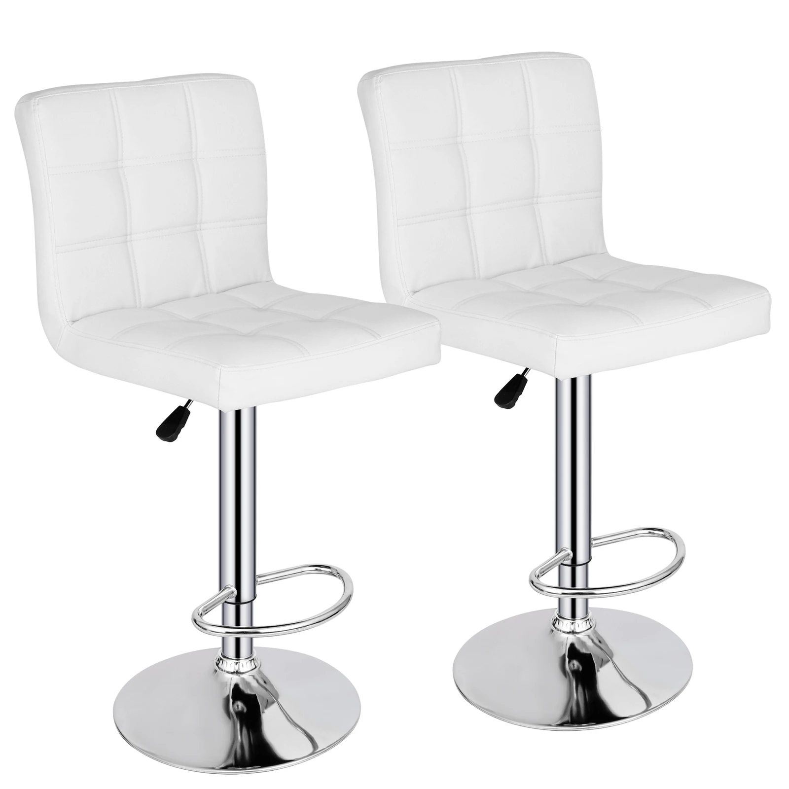 Set of 2 Bar Stools Swivel Adjustable Bar Chairs PU Leather with Backrest White
Set of 2 Bar Stools Swivel Adjustable Bar Chairs PU Leather with Backrest White