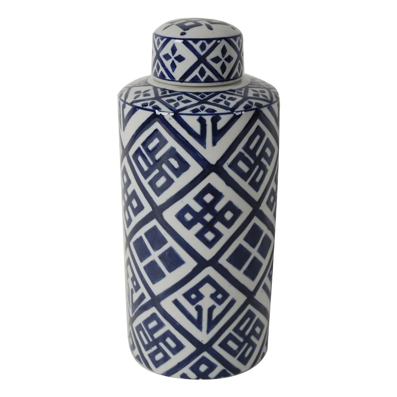Ceramic Blue White Cylinder Jar
Ceramic Blue White Cylinder Jar