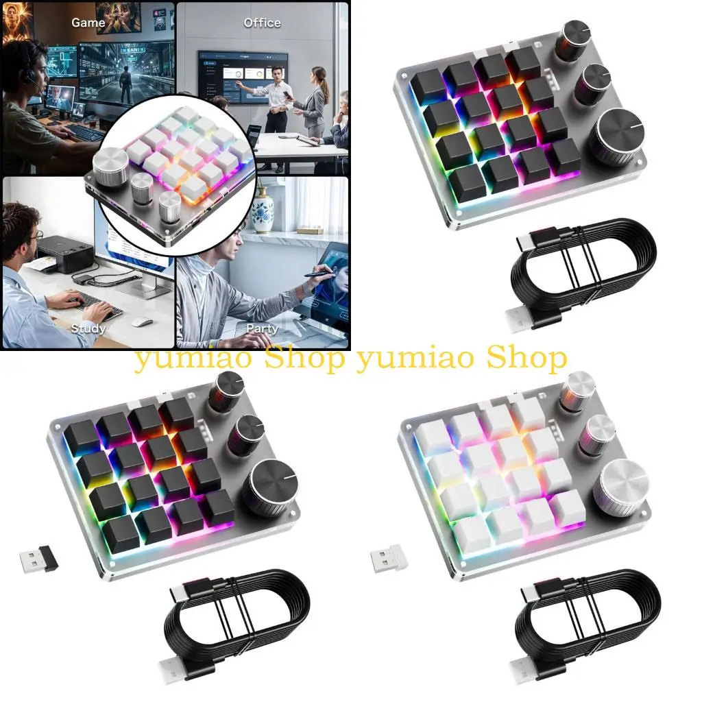 587B USB C Programmable Keypad with 16Keys Customizable and 3 Knobs Wireless
587B USB C Programmable Keypad with 16Keys Customizable and 3 Knobs Wireless
