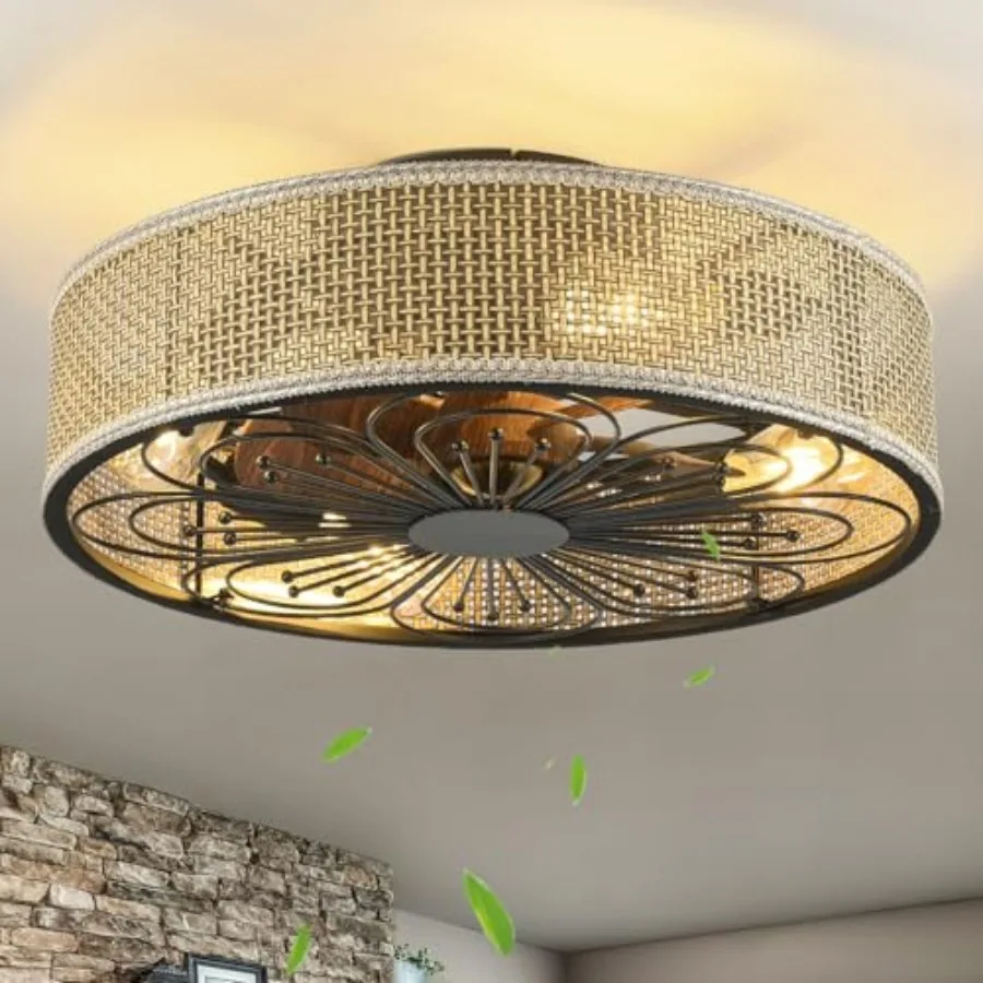 Modern Rattan Flush Mount Ceiling Fans with Lights and Remote Control Low Profile Bladeless Ceiling Fan Timer and 6-Speed Rever
Modern Rattan Flush Mount Ceiling Fans with Lights and Remote Control Low Profile Bladeless Ceiling Fan Timer and 6-Speed Rever