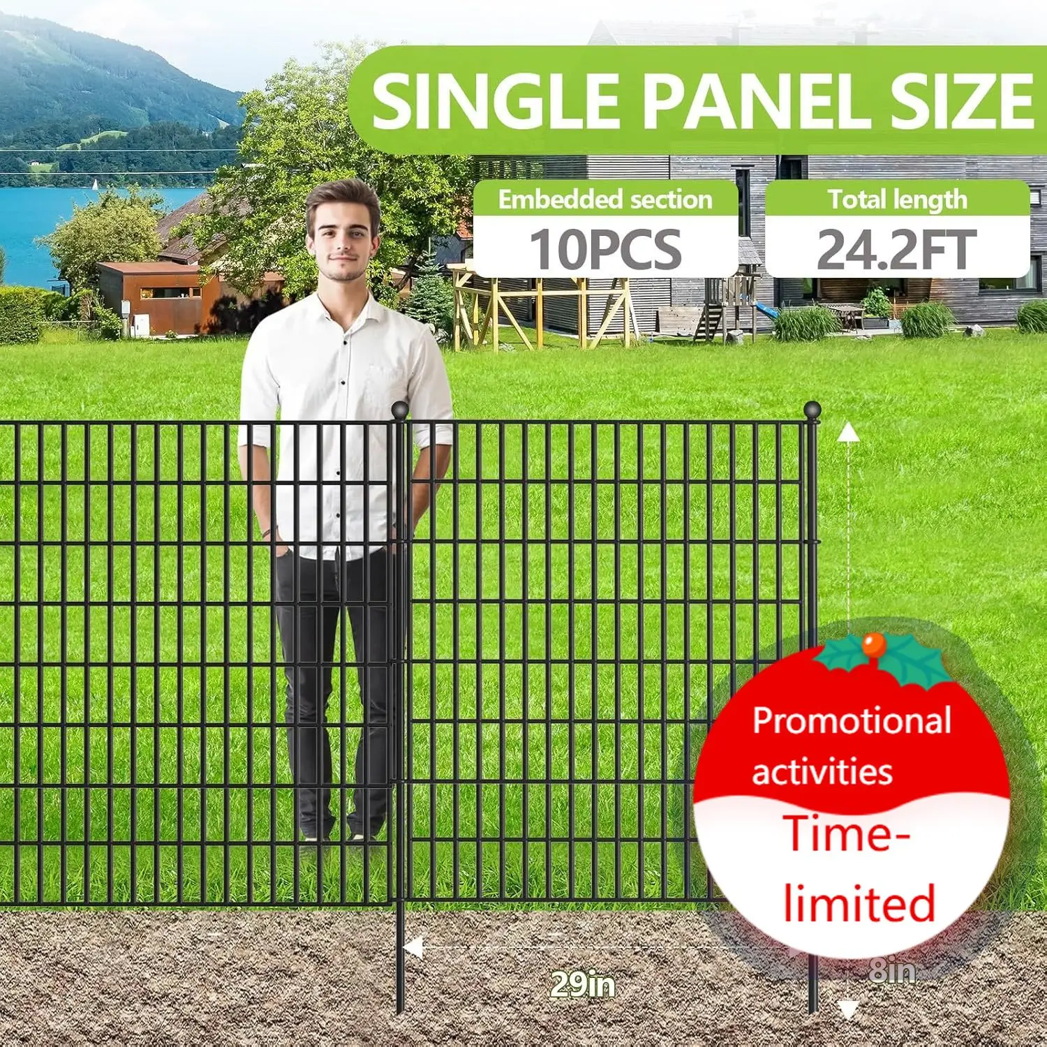 10 Panels No Dig Garden Fence, 40 in(H) X 24.2 ft(L) Metal Fence Panels, Thickened Rustproof Garden Fencing, Animal Barrier Fenc
10 Panels No Dig Garden Fence, 40 in(H) X 24.2 ft(L) Metal Fence Panels, Thickened Rustproof Garden Fencing, Animal Barrier Fenc