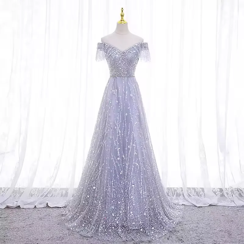 luxurious Women's Evening Dresses Off Shoulder Sleeve A-line Floor Length Wedding Party dresses Sparking Prom Gowns Customized
luxurious Women's Evening Dresses Off Shoulder Sleeve A-line Floor Length Wedding Party dresses Sparking Prom Gowns Customized