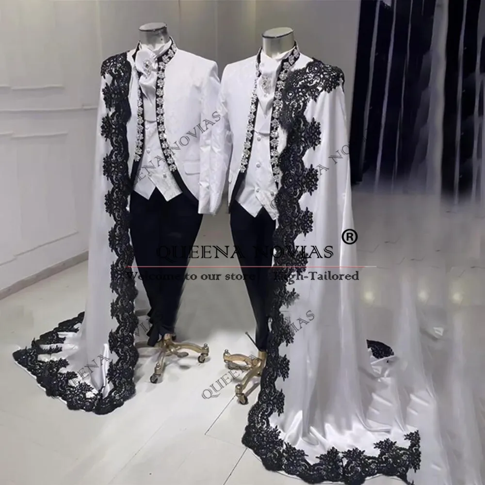 Glitter Beaded Stone Suits Men With Appliques Cape Long Customized 3-Piece Formal Occasion Party Dresses Wedding Groom Tuxedo
Glitter Beaded Stone Suits Men With Appliques Cape Long Customized 3-Piece Formal Occasion Party Dresses Wedding Groom Tuxedo