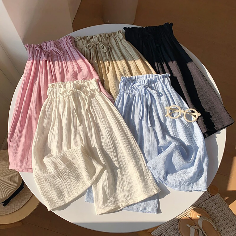 Korean Style Girls Loose Pants Summer Casual Elastic Waist Thin Wide Leg Pants Candy Color Crinkle Texture Children Trousers
Korean Style Girls Loose Pants Summer Casual Elastic Waist Thin Wide Leg Pants Candy Color Crinkle Texture Children Trousers