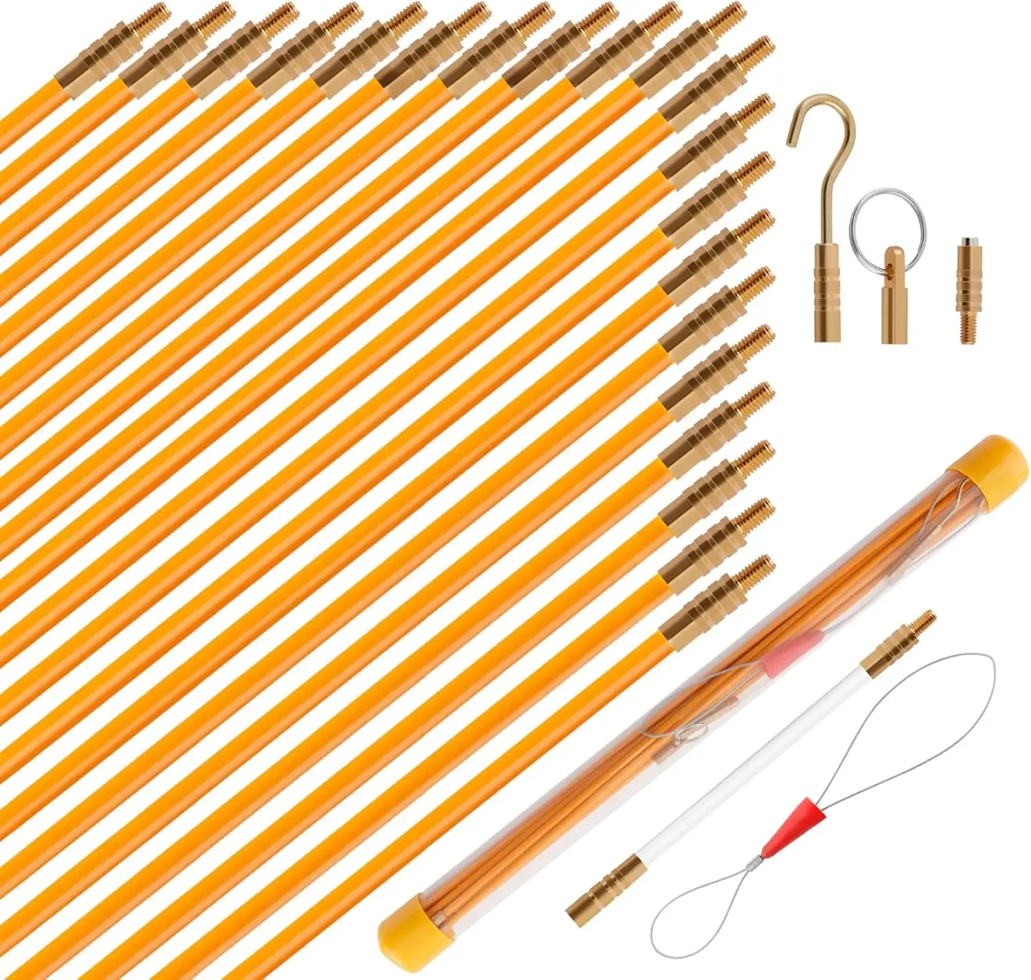 22FT Fiberglass Wire Fishing Kit With Attachments For Cable Pulling Through Walls & Conduits
22FT Fiberglass Wire Fishing Kit With Attachments For Cable Pulling Through Walls & Conduits