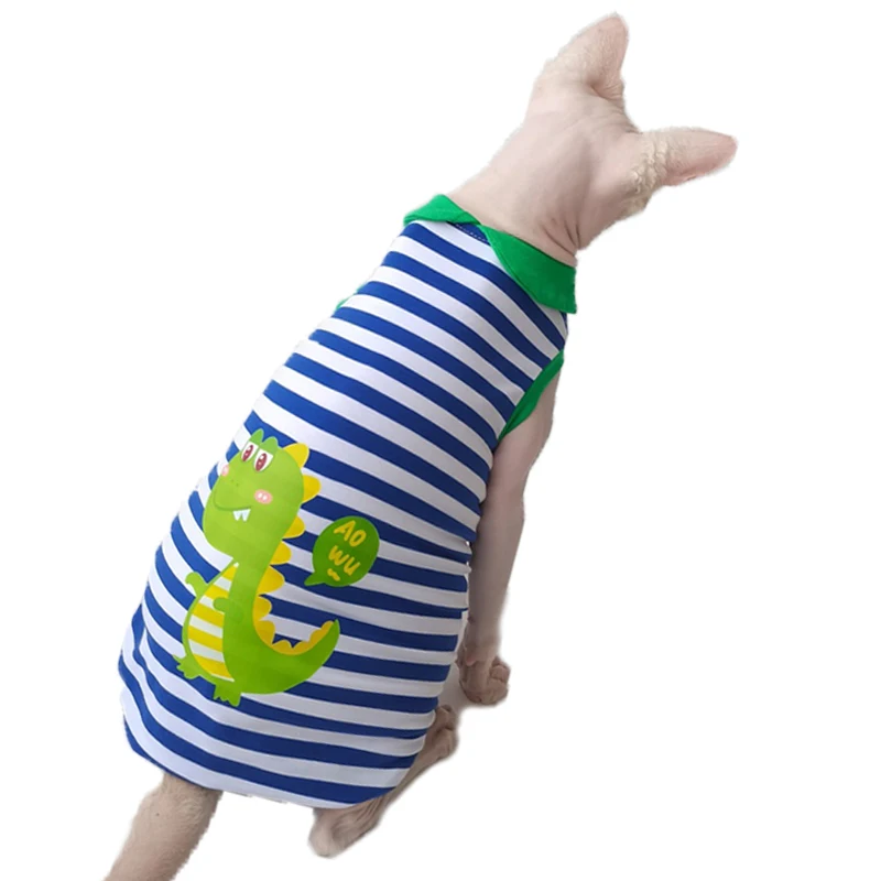 Spring/Summer Cartoon Dinosaur Polo Vest Set for Sphynx & Devon Rex - Ultra-Soft Breathable Striped Cat T-Shirt Outfit
Spring/Summer Cartoon Dinosaur Polo Vest Set for Sphynx & Devon Rex - Ultra-Soft Breathable Striped Cat T-Shirt Outfit
