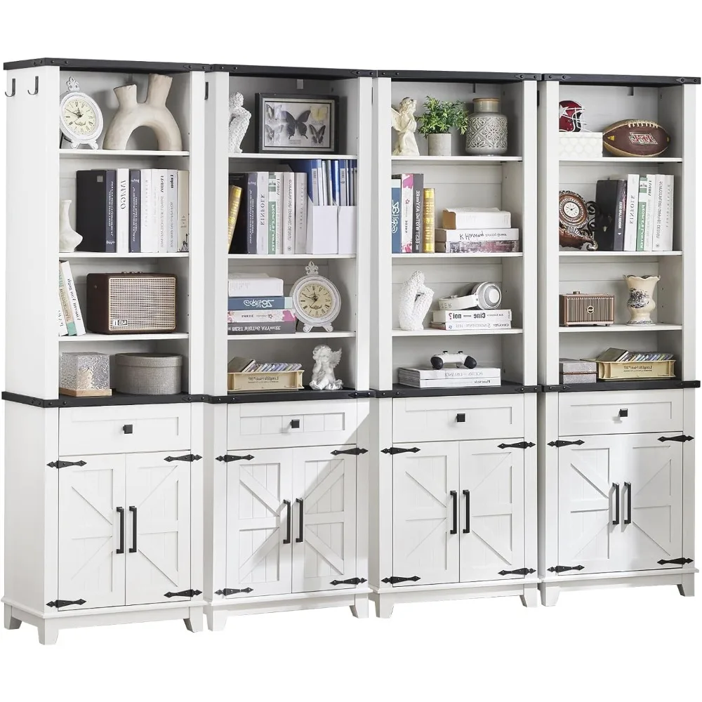 72in Tall Bookshelf 7 Tier Bookcase with Drawer and Barn Doors and Adjustable Shelves, White Farmhouse Book Shelf with Storage
72in Tall Bookshelf 7 Tier Bookcase with Drawer and Barn Doors and Adjustable Shelves, White Farmhouse Book Shelf with Storage