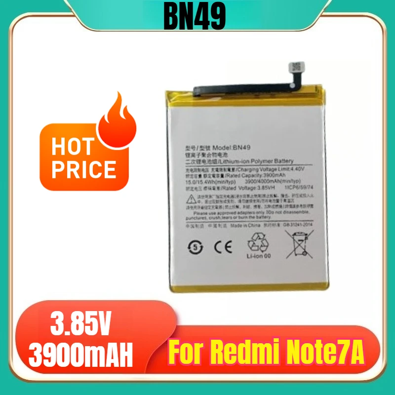 BN49 Аккумуляторы для мобильных телефонов 3,85 В 3900 мАч для Redmi Note7A
BN49 Аккумуляторы для мобильных телефонов 3,85 В 3900 мАч для Redmi Note7A