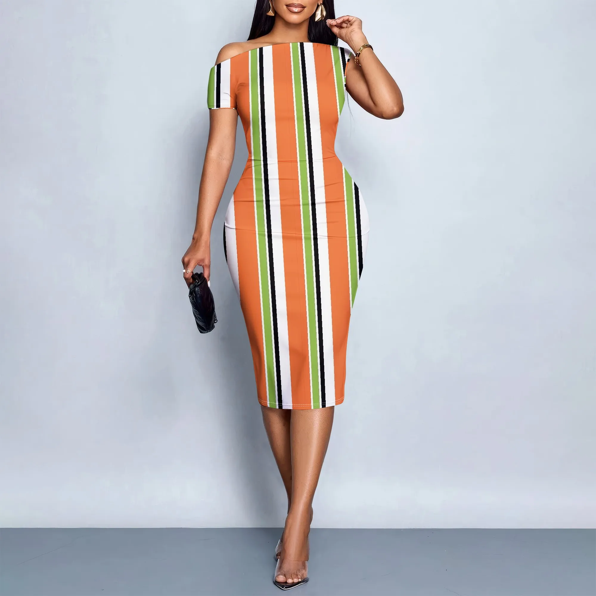 Striped Off Shoulder Dress, Vertical Pattern Bodycon Dress, Colorful Summer Midi Dress, Casual Party Wear for Women, S-2XL
Striped Off Shoulder Dress, Vertical Pattern Bodycon Dress, Colorful Summer Midi Dress, Casual Party Wear for Women, S-2XL