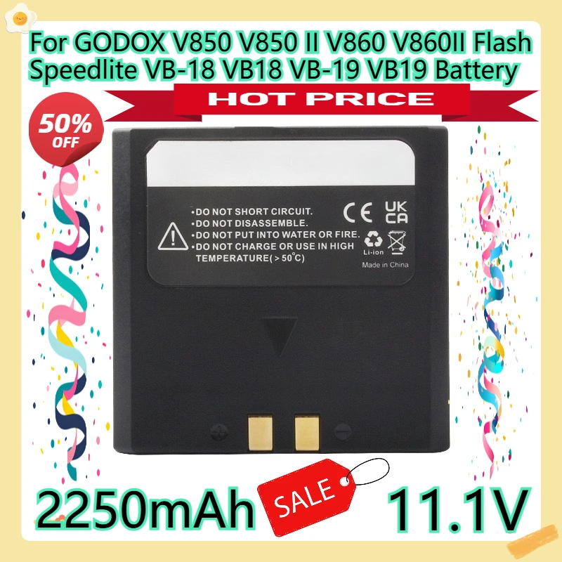 For GODOX V850 V850 II V860 V860II Flash Speedlite VB-18 VB18 VB-19 VB19 Battery 2250mAh
For GODOX V850 V850 II V860 V860II Flash Speedlite VB-18 VB18 VB-19 VB19 Battery 2250mAh