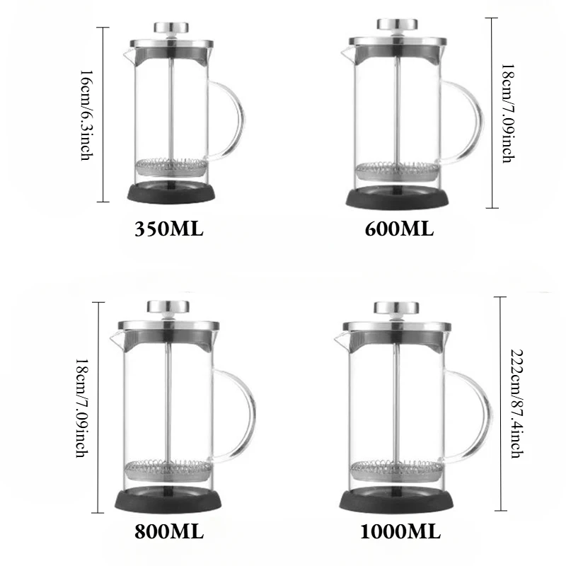 350-1000ml Stainless Steel Glass Coffee Maker French Press Coffee Pot Heat Resistant Borosilicate Glass Tea Pot Kitchen Tools
350-1000ml Stainless Steel Glass Coffee Maker French Press Coffee Pot Heat Resistant Borosilicate Glass Tea Pot Kitchen Tools