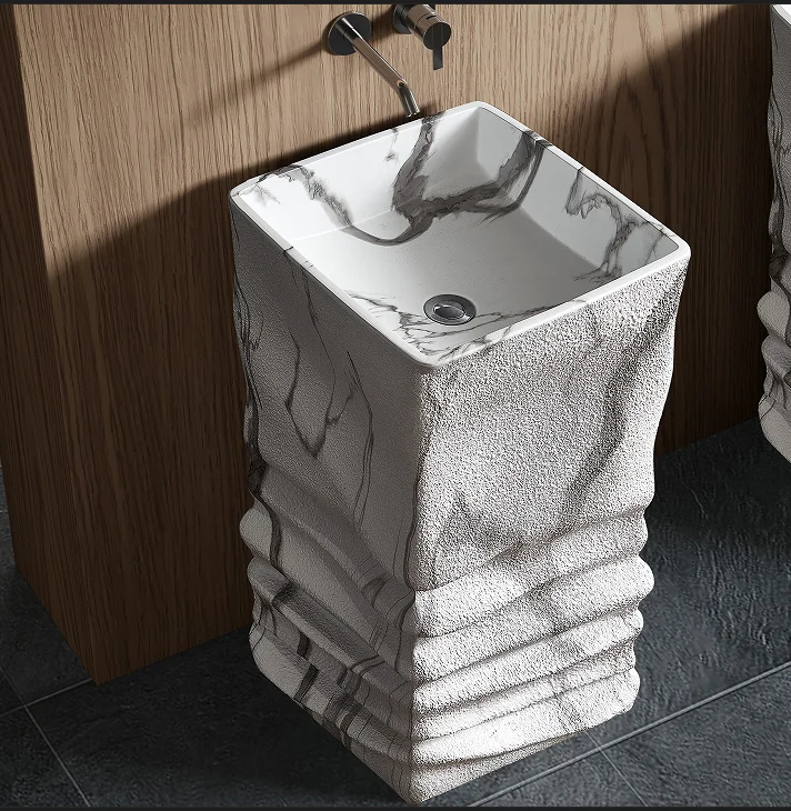 S*& Marble veins Bathroom Sinks Resin Stone Freestanding Washbasin Floor Standing Basin Pedestal Solid Surface Hand Washing Sink
S*& Marble veins Bathroom Sinks Resin Stone Freestanding Washbasin Floor Standing Basin Pedestal Solid Surface Hand Washing Sink