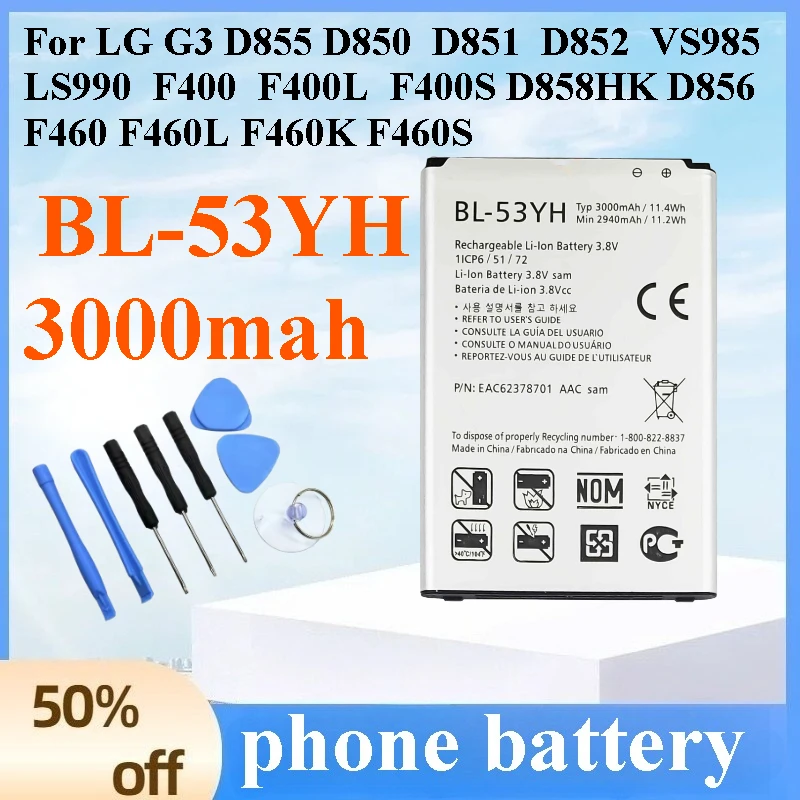 New BL-53YH 4000mah Battery for LG G3 D855 D850 D851 D852 VS985 LS990 F400 F400L F400S D858HK D856 F460 F460L F460K F460S
New BL-53YH 4000mah Battery for LG G3 D855 D850 D851 D852 VS985 LS990 F400 F400L F400S D858HK D856 F460 F460L F460K F460S