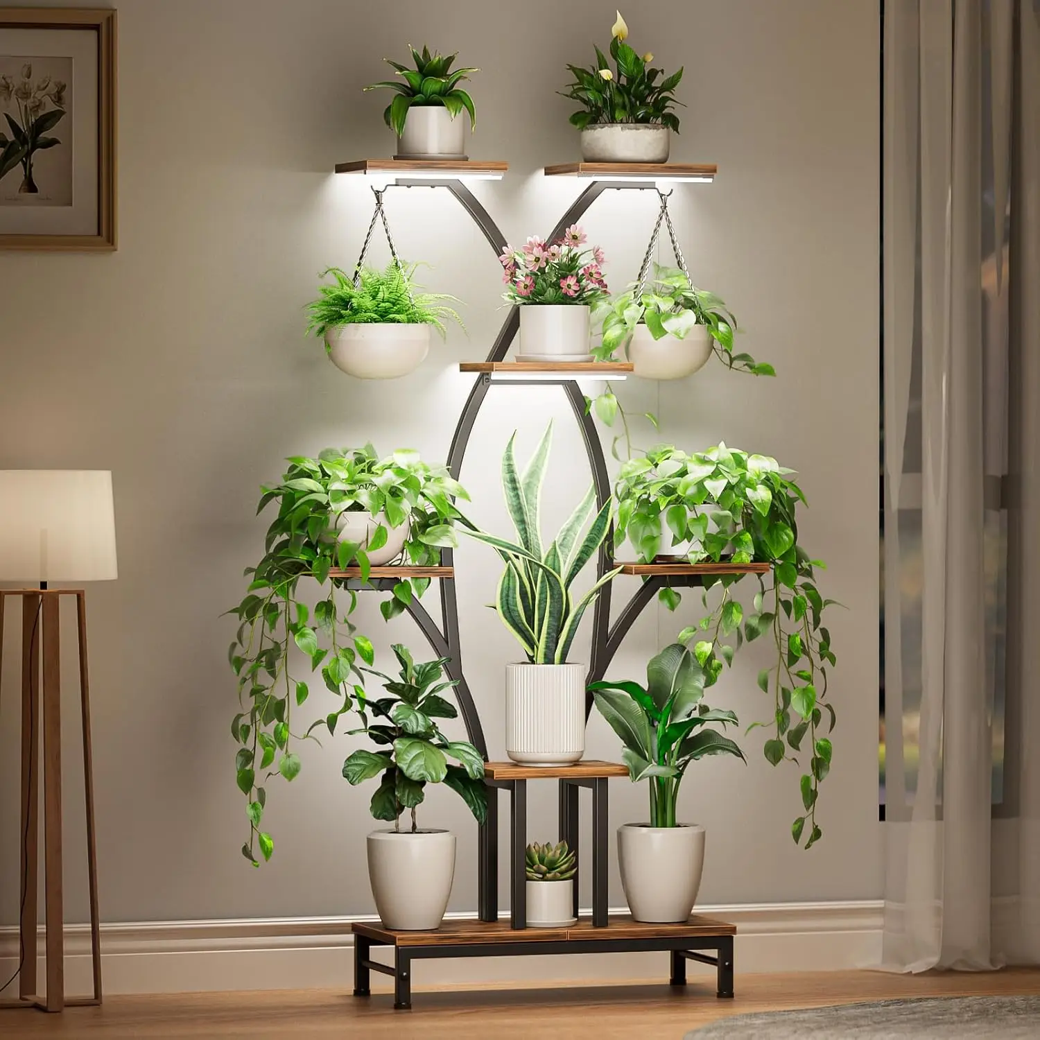 7-Tier Indoor Plant Stand with Grow Lights, X-Shaped Corner Shelf for Home Decor
7-Tier Indoor Plant Stand with Grow Lights, X-Shaped Corner Shelf for Home Decor