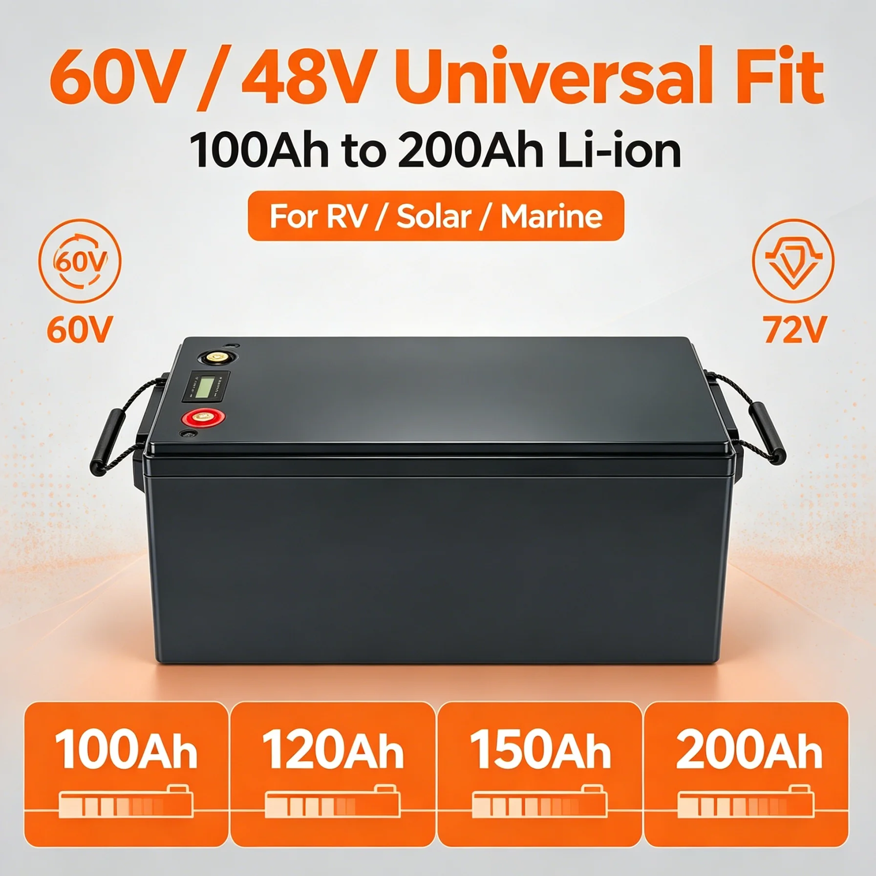 60V 72V 80Ah 100Ah 120Ah 150Ah 200Ah Ternary Li-ion Battery Pack BMS 100A 150A for Electric Scooter E-bike Motorcycle High Power
60V 72V 80Ah 100Ah 120Ah 150Ah 200Ah Ternary Li-ion Battery Pack BMS 100A 150A for Electric Scooter E-bike Motorcycle High Power