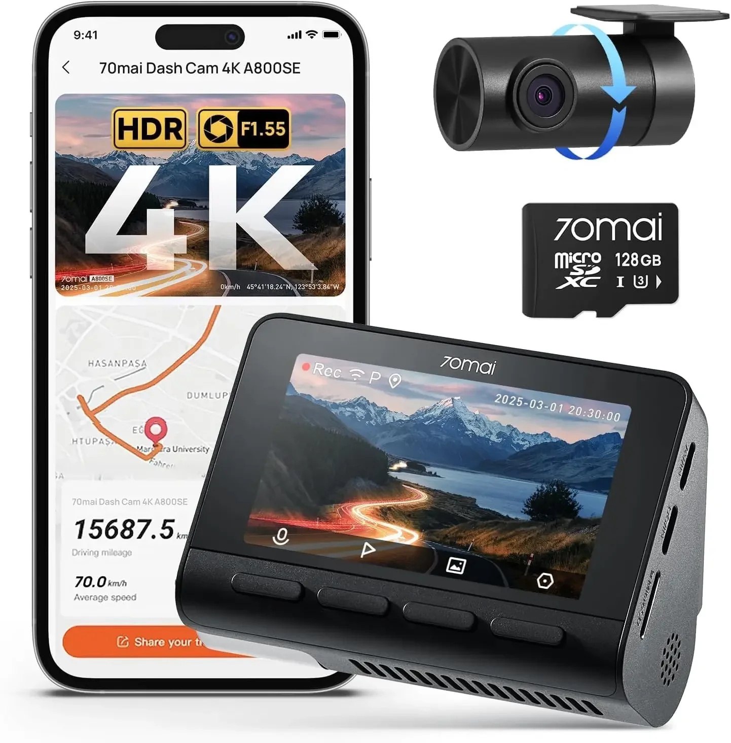 4K Dash Cam Front and Rear, Built in Wi-Fi 6 & GPS Car Camera, Super Night Vision, ADAS, 3'' IPS Screen, 24H Parking Mode, Time-
4K Dash Cam Front and Rear, Built in Wi-Fi 6 & GPS Car Camera, Super Night Vision, ADAS, 3'' IPS Screen, 24H Parking Mode, Time-