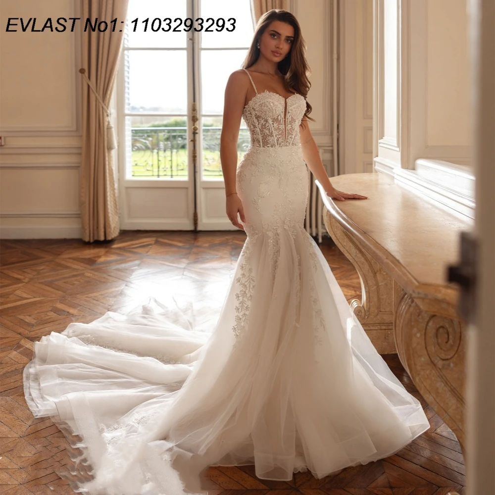 EVLAST Customized Sparkly Mermaid Wedding Dress Lace Floral Applique Beading Sexy Bride Bridal Gown Vestidos De Novia TMD105
EVLAST Customized Sparkly Mermaid Wedding Dress Lace Floral Applique Beading Sexy Bride Bridal Gown Vestidos De Novia TMD105
