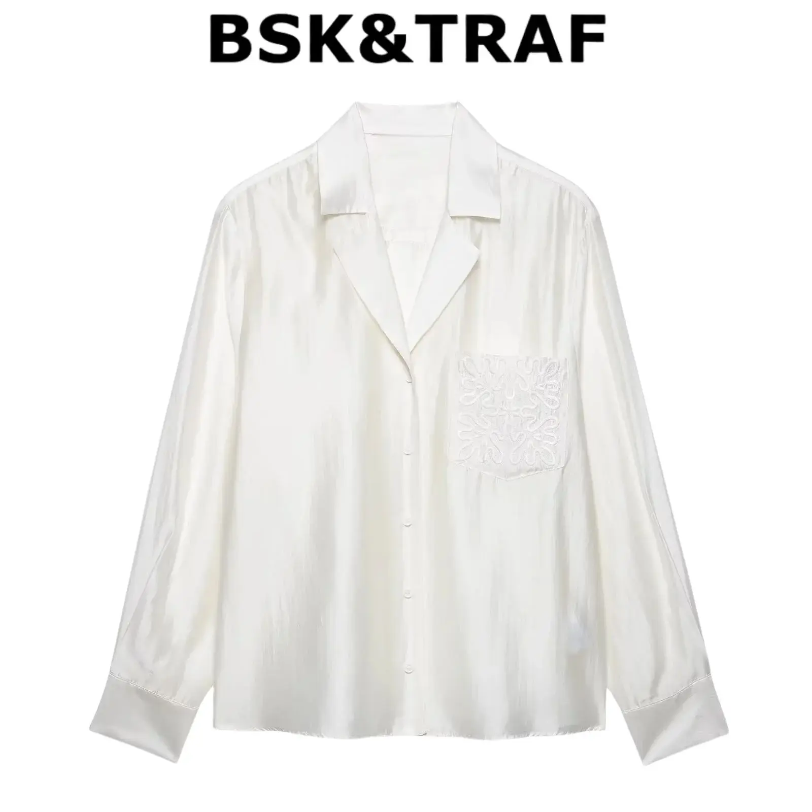 BSK&TRAF Temperament Versatile Embroidered Pocket Lapel Shirt 2025 Summer New Women's Long Sleeve Shirt Translucent Casual Shirt
BSK&TRAF Temperament Versatile Embroidered Pocket Lapel Shirt 2025 Summer New Women's Long Sleeve Shirt Translucent Casual Shirt