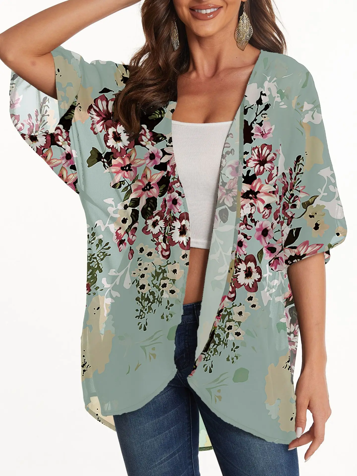 Women Chiffon Shirt 2025 Summer New Floral Print Loose Half Sleeve Shawl Cardigan Casual Boho Hawaii Bikini Cover Up
Women Chiffon Shirt 2025 Summer New Floral Print Loose Half Sleeve Shawl Cardigan Casual Boho Hawaii Bikini Cover Up