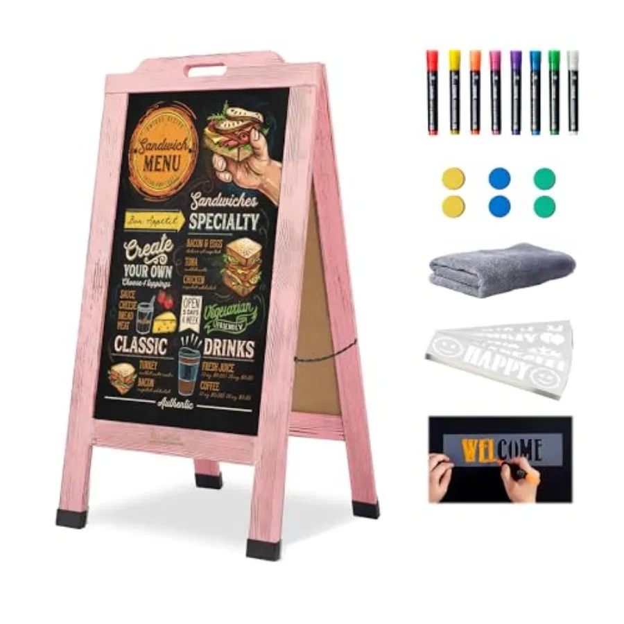 Magnetic Portable A-Frame Chalkboard Signs, 40" x 20" Large Wood Sandwich Board Signs Outdoor, Double-Sided Sidewalk Standing C
Magnetic Portable A-Frame Chalkboard Signs, 40" x 20" Large Wood Sandwich Board Signs Outdoor, Double-Sided Sidewalk Standing C
