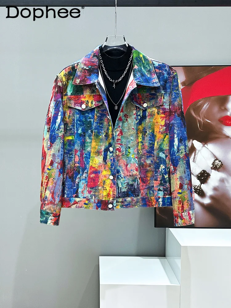 Japanese Original Spring New Style Personality Denim Jacket Fashion Versatile Colorful Graffiti Print Short Jacket for Men
Japanese Original Spring New Style Personality Denim Jacket Fashion Versatile Colorful Graffiti Print Short Jacket for Men