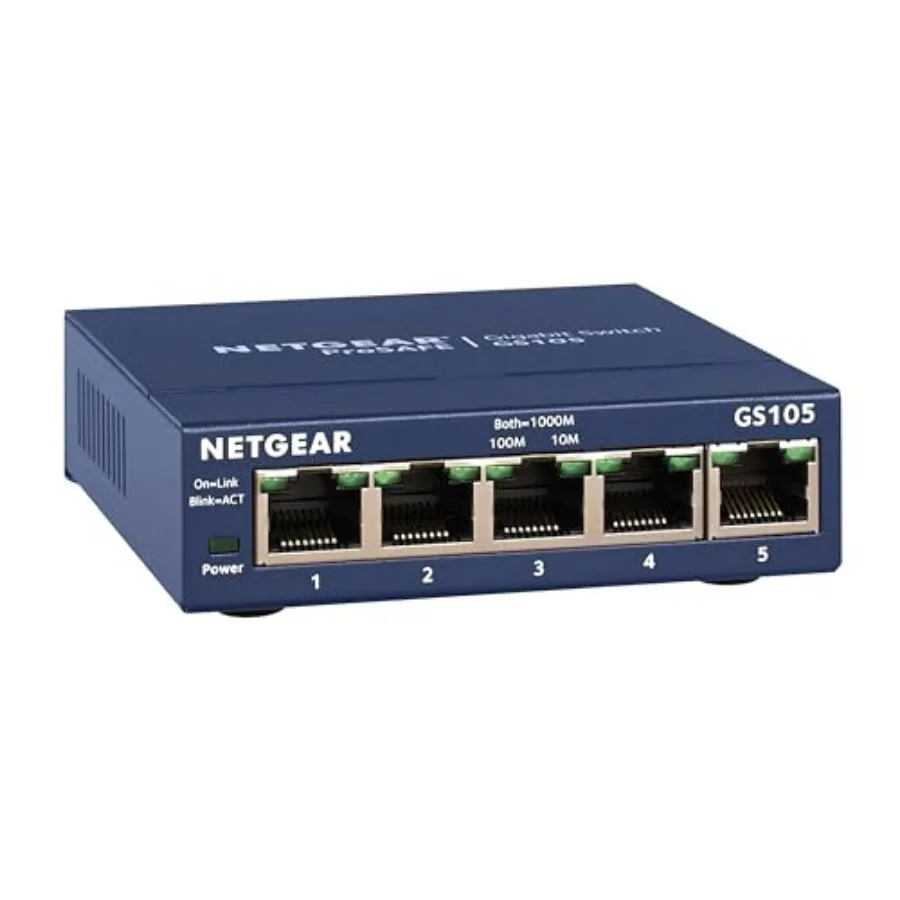 5-Port Gigabit Ethernet Unmanaged Switch GS105NA - Desktop or Wall Mount
5-Port Gigabit Ethernet Unmanaged Switch GS105NA - Desktop or Wall Mount