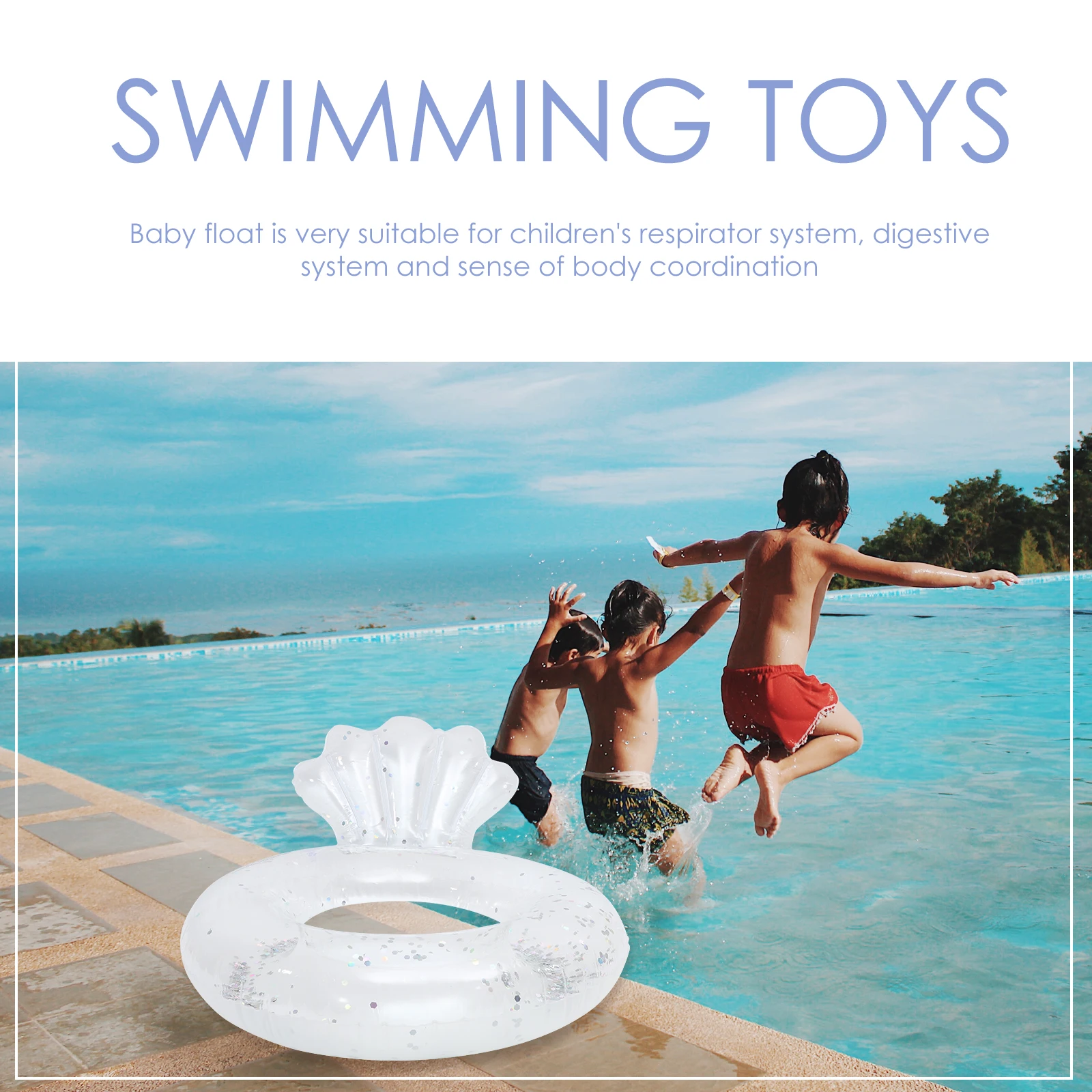 PVC Swimming Rings Watertight Smooth Elastic Design Float Pool Beach Learn Swim Inflatable Float
PVC Swimming Rings Watertight Smooth Elastic Design Float Pool Beach Learn Swim Inflatable Float