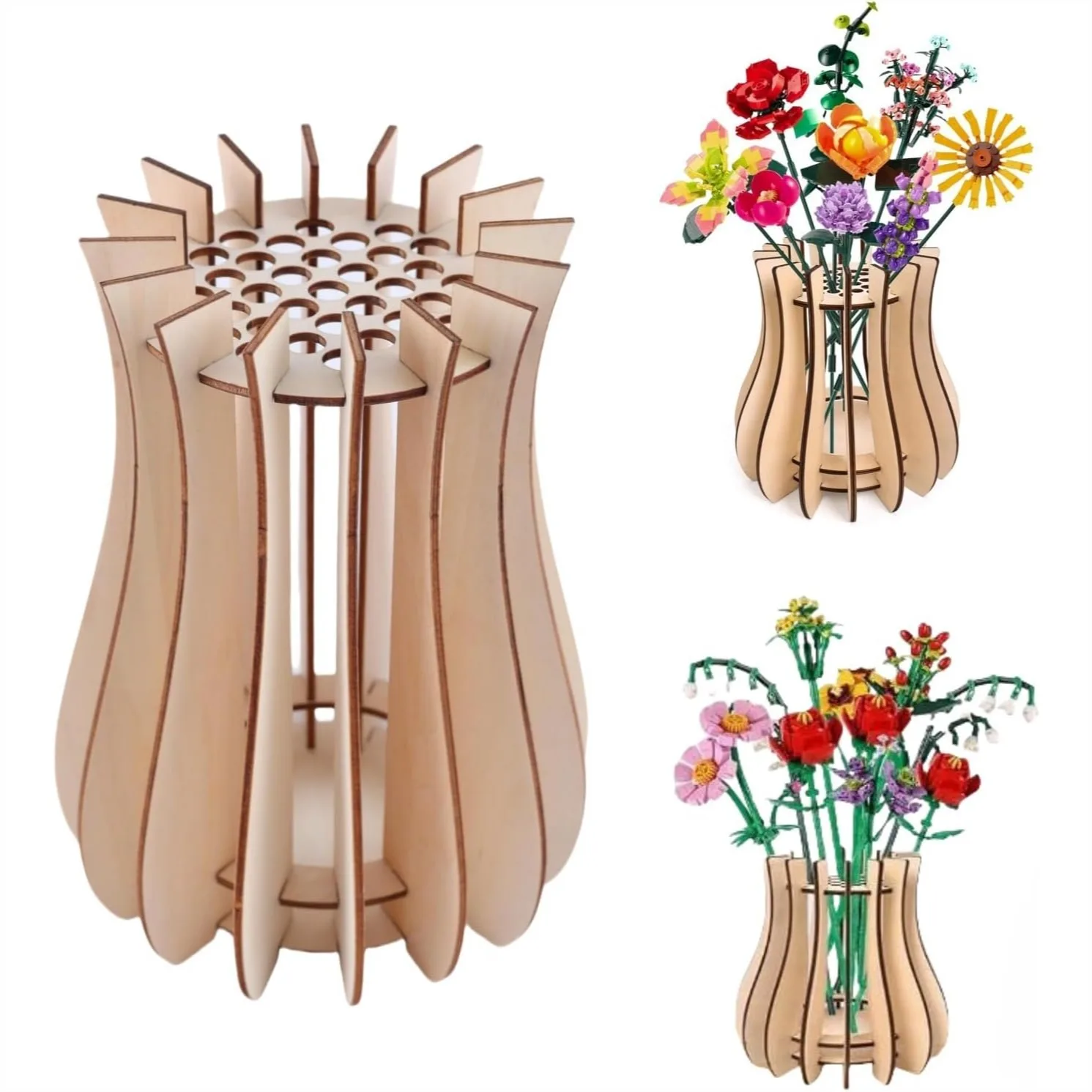 Wooden Puzzle Flower Vase Display Stand for Lego Flowers, Artificial Bouquets, Home Office Decor Gift for Lego Lovers
Wooden Puzzle Flower Vase Display Stand for Lego Flowers, Artificial Bouquets, Home Office Decor Gift for Lego Lovers