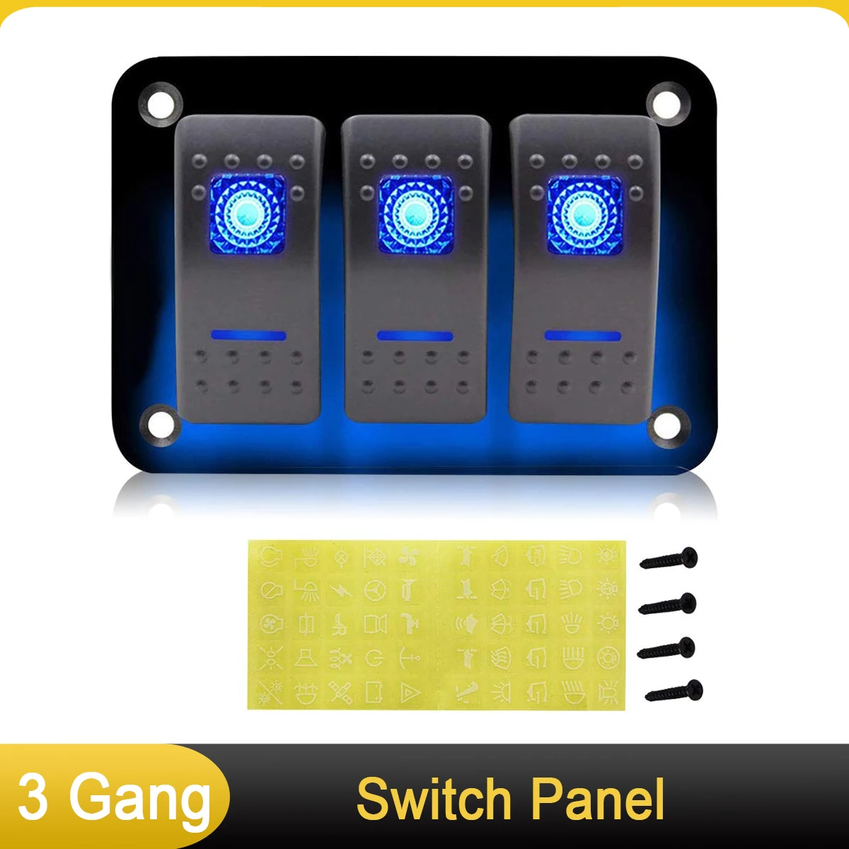 3 Gang Rocker Switch Waterproof for Boat Universal Marine 12V LED Toggle Switch Panel with LED Light for Car RV Vehicles Truck 
3 Gang Rocker Switch Waterproof for Boat Universal Marine 12V LED Toggle Switch Panel with LED Light for Car RV Vehicles Truck