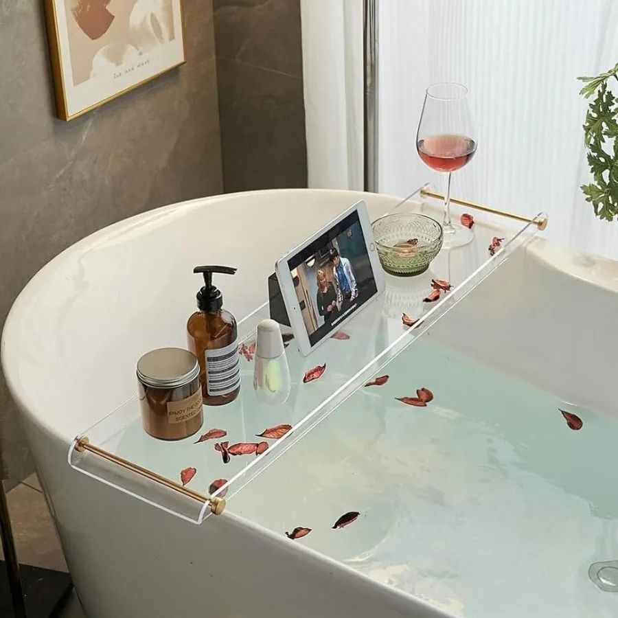 Bathtub Tray Caddy Rack: Acrylic Tub Tray Shelf Rails to Hold Book Phone Candle Wine - Waterproof Bathtub Accessories, Luxury G
Bathtub Tray Caddy Rack: Acrylic Tub Tray Shelf Rails to Hold Book Phone Candle Wine - Waterproof Bathtub Accessories, Luxury G