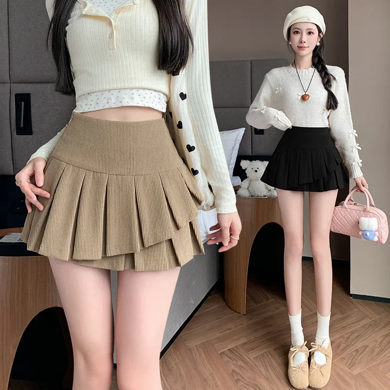 Autumn and winter corduroy short skirt, women's irregular cake skirt, pleated skirt, high waist A-line skirt, half body skirt
Autumn and winter corduroy short skirt, women's irregular cake skirt, pleated skirt, high waist A-line skirt, half body skirt