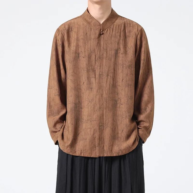 Spring and Summer New Chinese Style Men's High-end Satin Breathable Long Sleeved Shirt Stand Collar Pearl Button Retro Shirt
Spring and Summer New Chinese Style Men's High-end Satin Breathable Long Sleeved Shirt Stand Collar Pearl Button Retro Shirt