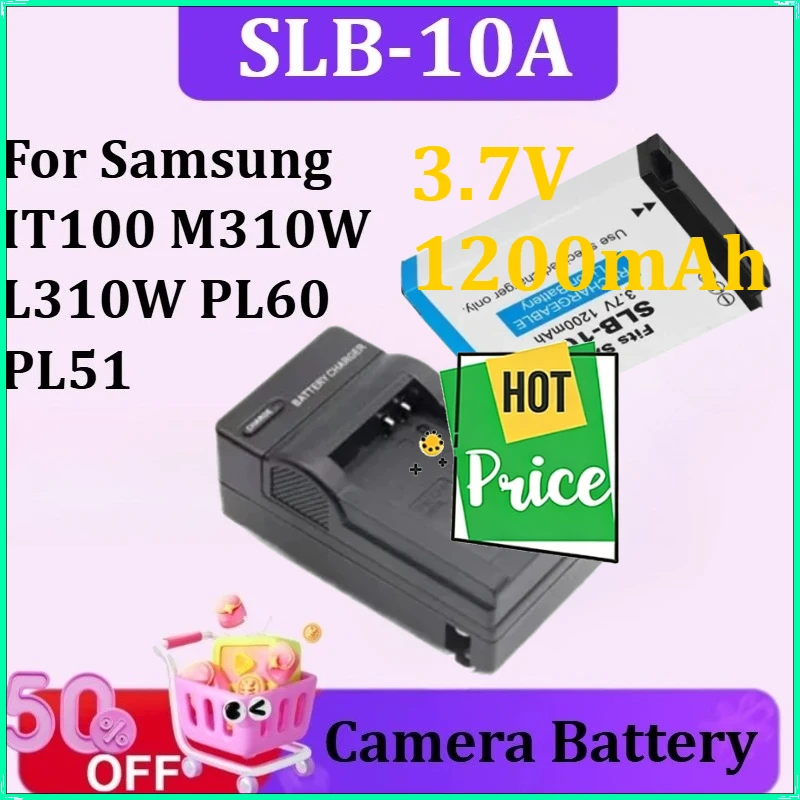 3.7V 1200mAh SLB-10A SLB 10A Battery+ Charger For Samsung IT100 M310W L310W PL60 PL51 Camera
3.7V 1200mAh SLB-10A SLB 10A Battery+ Charger For Samsung IT100 M310W L310W PL60 PL51 Camera