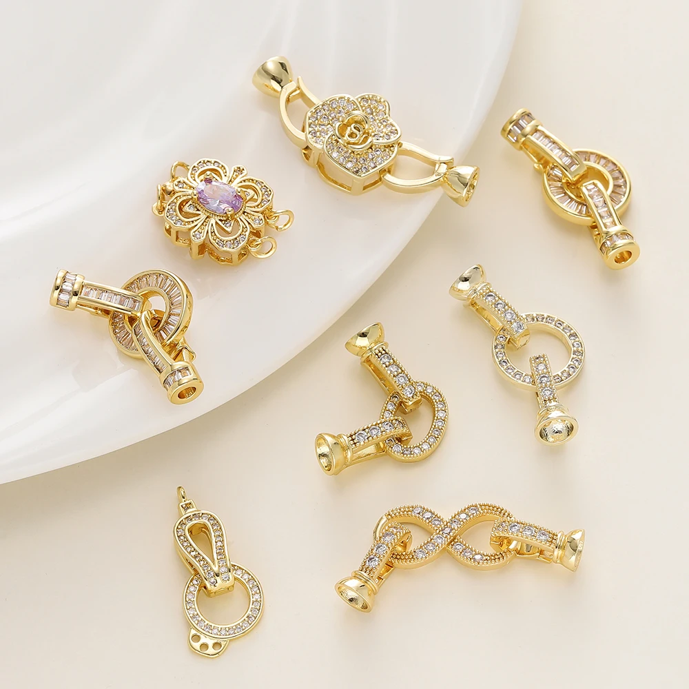 1/2Pcs/Pack 14/18K Gold Plated Inlaid Zircon Connector End Caps Fastener Clasps for DIY Jewelry Bracelet Making Accessories
1/2Pcs/Pack 14/18K Gold Plated Inlaid Zircon Connector End Caps Fastener Clasps for DIY Jewelry Bracelet Making Accessories