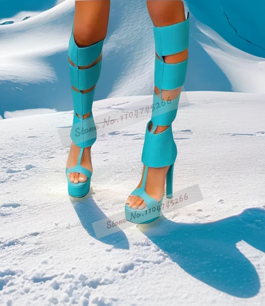 Turquoise Matte Leather Knee High Sandal Boots Thin High Heel Platform Hollow Out Long Sandals Caged Elegant Dress Shoes Eu50
Turquoise Matte Leather Knee High Sandal Boots Thin High Heel Platform Hollow Out Long Sandals Caged Elegant Dress Shoes Eu50
