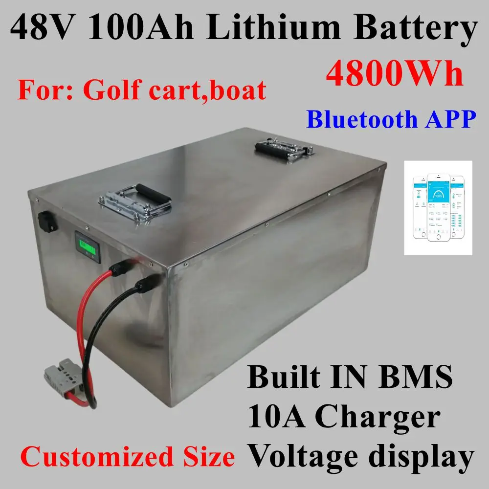 Batterie 48V, 100Ah, connexion Bluetooth Andrea BMS , pour scooter 5000W,7200W énergie solaire ,Golf cart,boat, + charger 10A
Batterie 48V, 100Ah, connexion Bluetooth Andrea BMS , pour scooter 5000W,7200W énergie solaire ,Golf cart,boat, + charger 10A