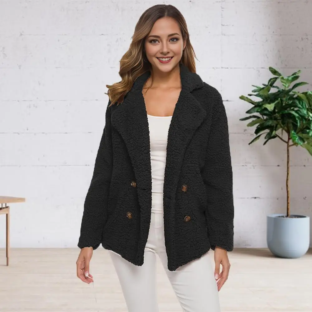 Solid Color Long Sleeve Coat Stylish Double-breasted Women's Winter Coat with Turn-down Collar Fleece Lining Long for Wear
Solid Color Long Sleeve Coat Stylish Double-breasted Women's Winter Coat with Turn-down Collar Fleece Lining Long for Wear